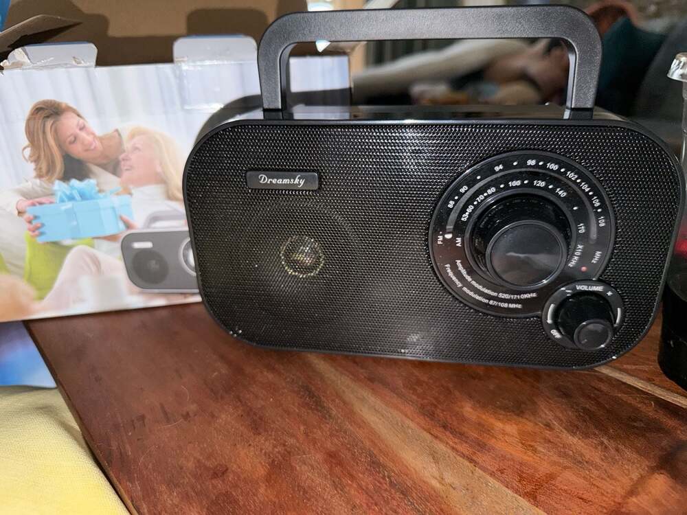 DreamSky Portable AM FM Radio with Large Tuning Dial and Earphone Jack, Black